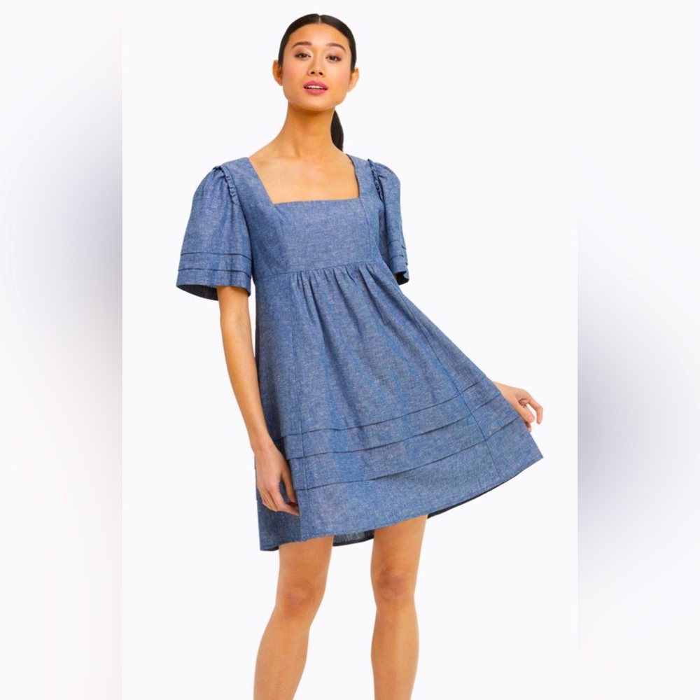 NWT Draper James Chambray Babydoll Dress • Medium Wash Denim • Size 2X